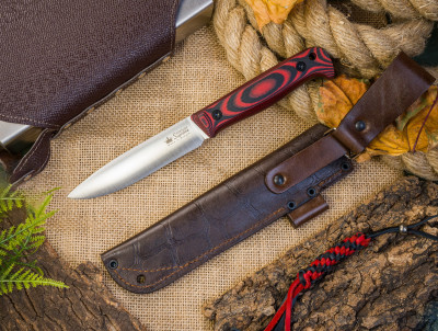 Туристический нож Forester Elmax (Cryo) Satin Black-Red G10