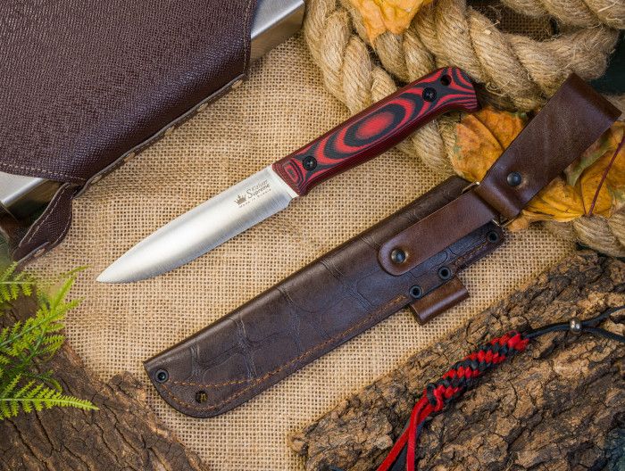Туристический нож Forester Elmax (Cryo) Satin Black-Red G10