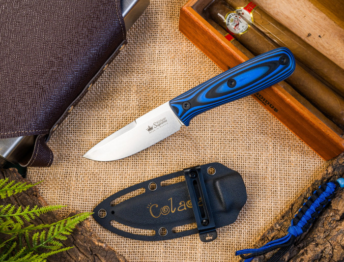 Туристический нож Colada AUS-10Co (Cryo) StoneWash Black-Blue G10
