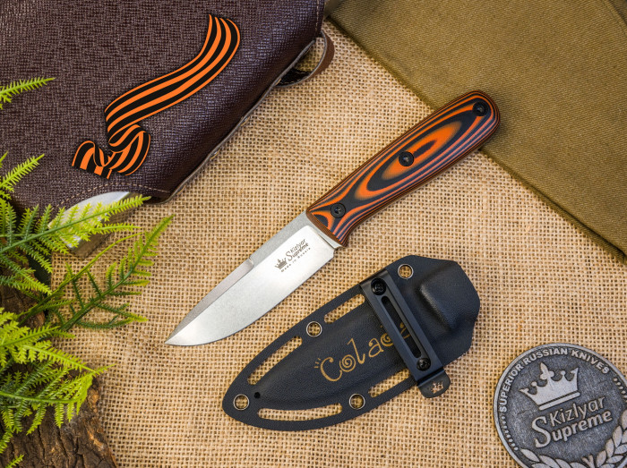 Туристический нож Colada Elmax (Cryo) StoneWash Black-Orange G10