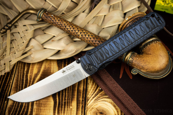Складной нож Whisper AUS-10Co StoneWash Blue