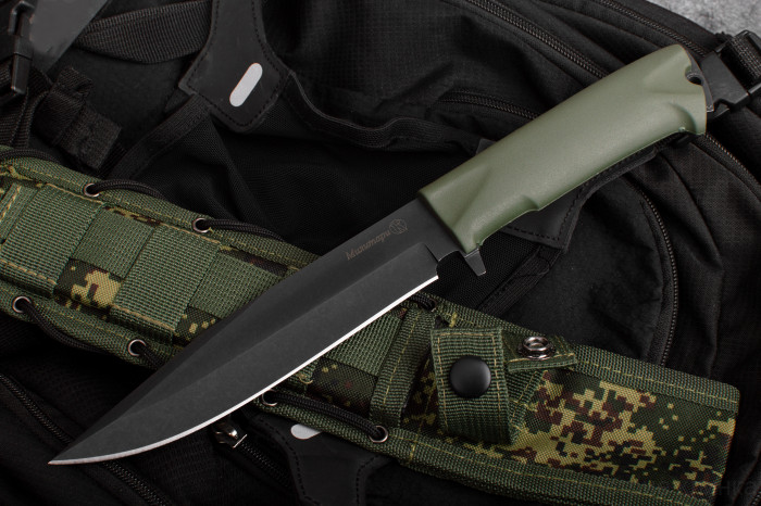 Нож "Милитари" AUS-8, хаки, эластрон