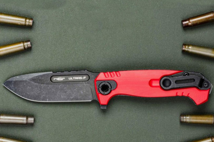Складной нож ULTRAS-F Stonewash Black/Red N.C.Custom