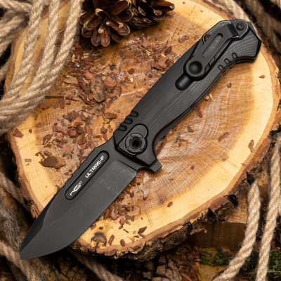 Складной нож ULTRAS-F black stonewash, G10 black N.C.Custom
